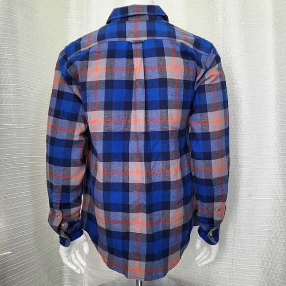 NWT Eddie Bauer Flannel Shirt Blue Orange Plaid Button Down Men's M - Picture 4 of 12